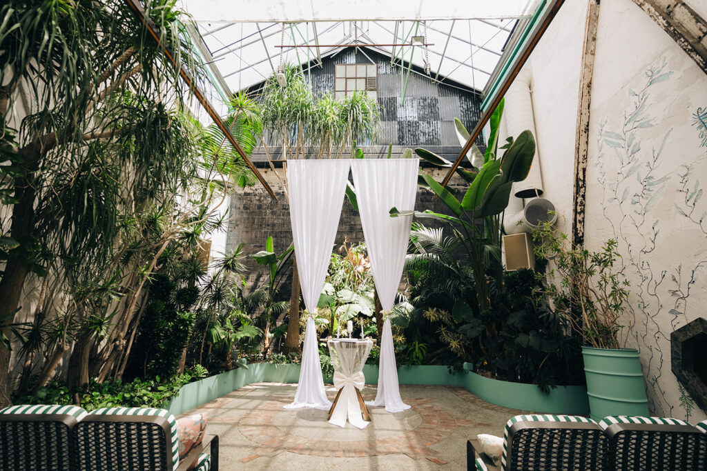 The Grassroom DTLA Greenhouse Wedding Ceremony Area