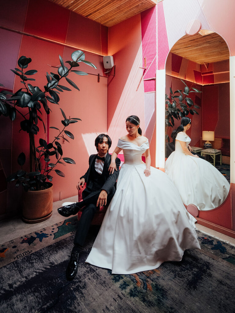 Couple portrait in the madonna room, the bridal suite