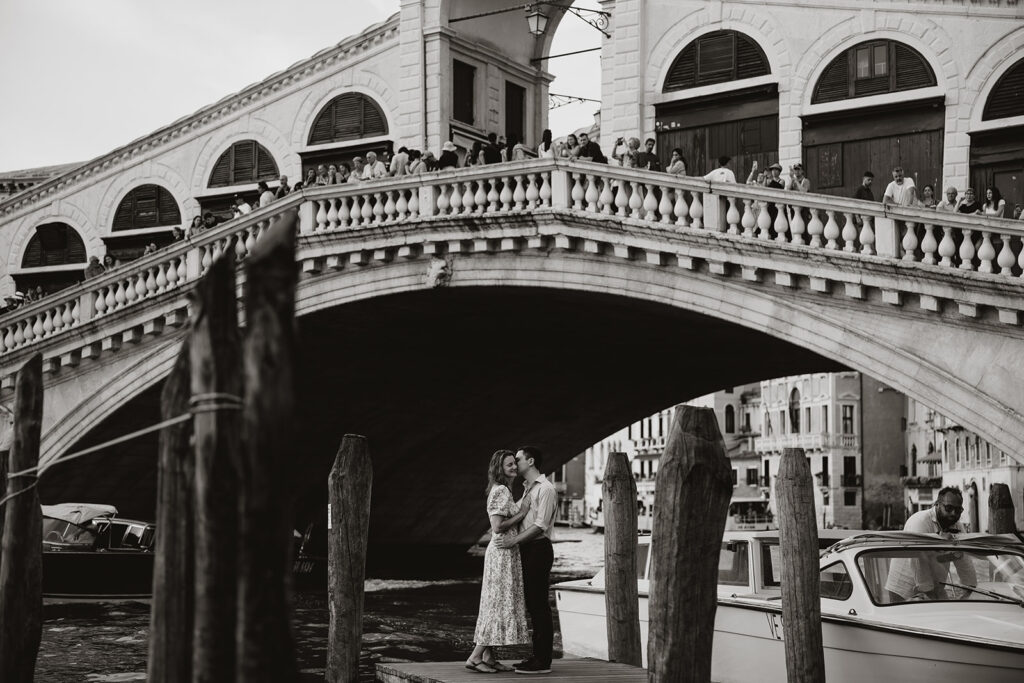 Couple Photo with Rialto Bridge on the Grand Canal of Venice