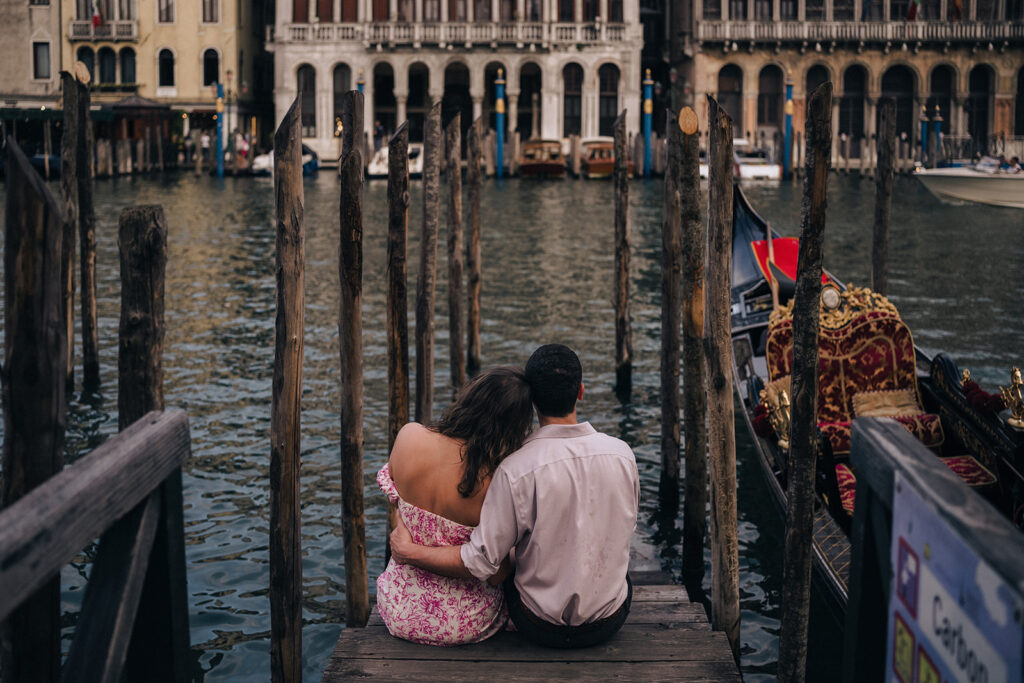 Bride and Groom with Grand Canal of Venice in the background