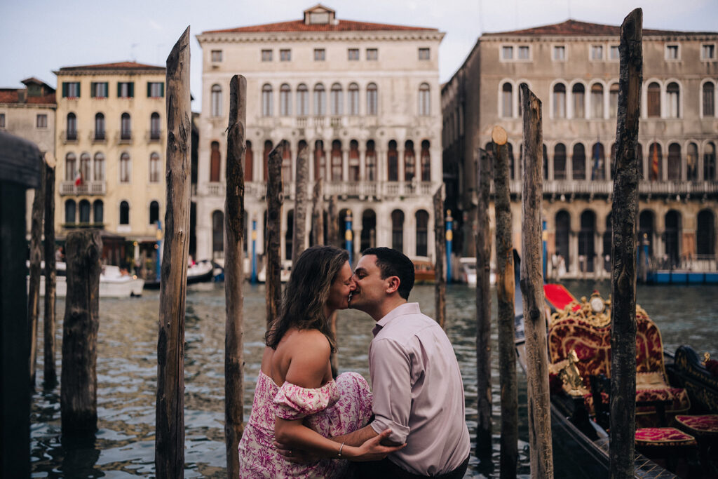 Bride and Groom with Grand Canal of Venice in the background