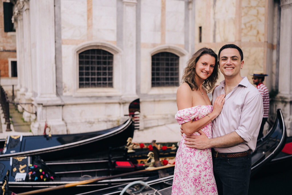 Couple Photo with famous gondola in Venice Canals