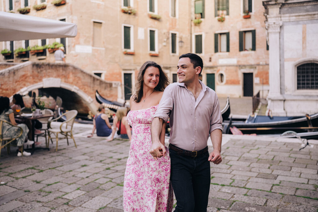 Couple Photo with famous gondola in Venice Canals