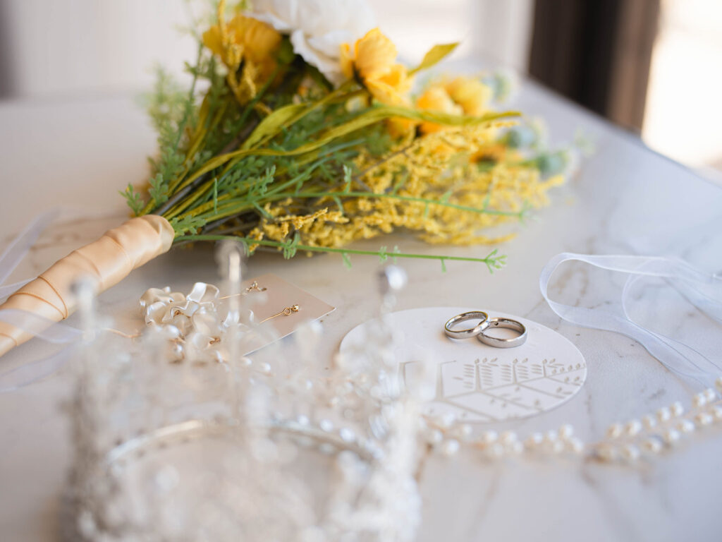 Detailed shot of Wedding Accessories at Four Seasons Hotel Beverly Hills