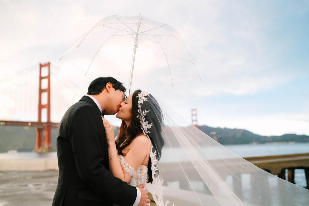 Wedding Timeline Without a Planner: San Francisco Presidio Officers' Club Wedding and Golden Gate Bridge Sunset Photos